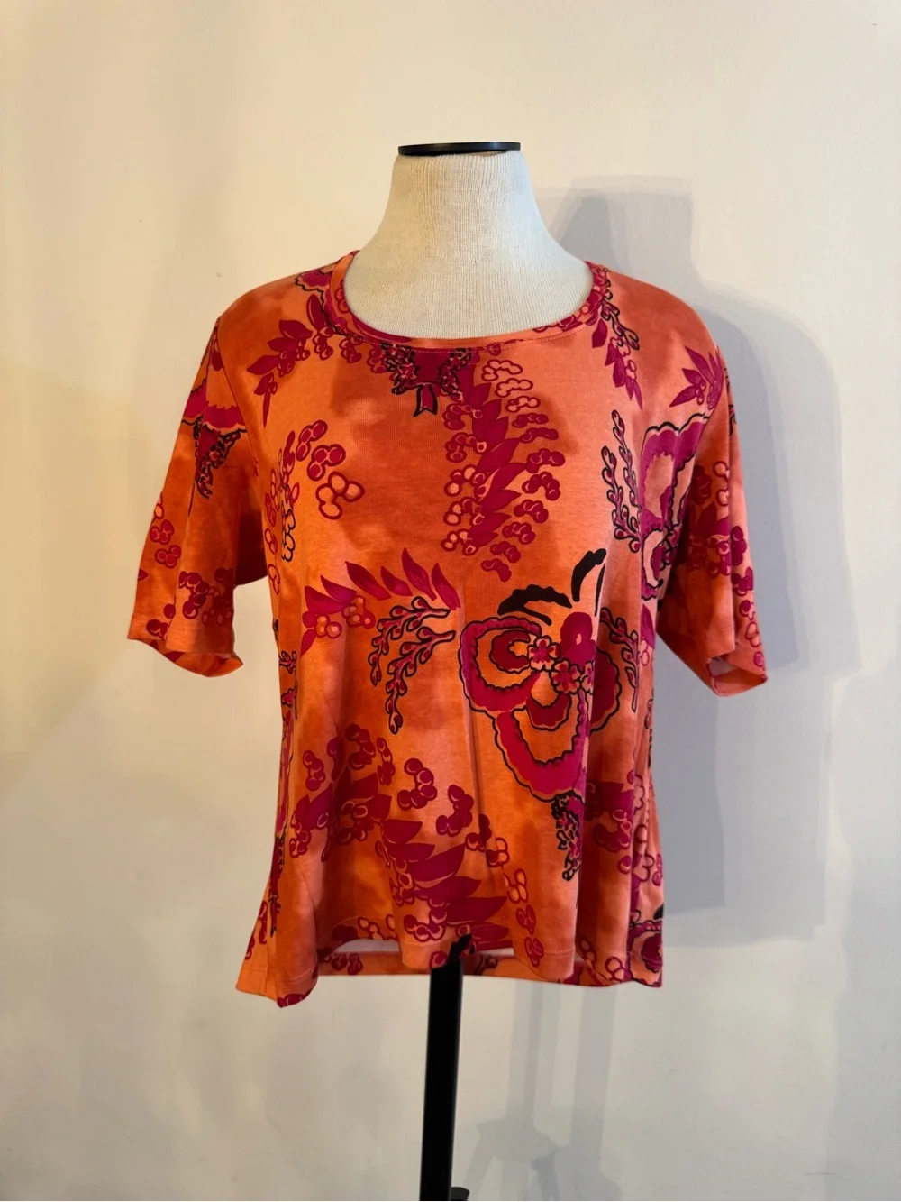 St John’s Bay Orange Flowers Short Sleeve Floral Top XL